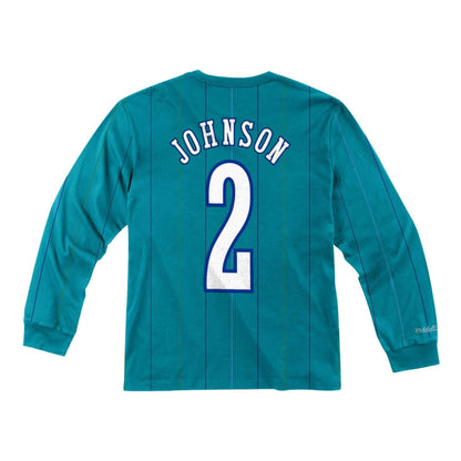 Name & Number Long Sleeve Tee Charlotte Hornets Larry Johnson