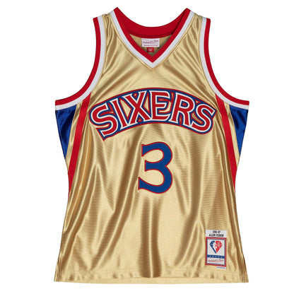 NBA 75th Anniversary Gold Swingman Jersey Philadelphia 76ers 1996-97 Allen Iverson