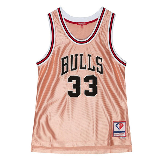 Womens 75th Anniversary Rose Gold Swingman Jersey Chicago Bulls 1997-98 Scottie Pippen